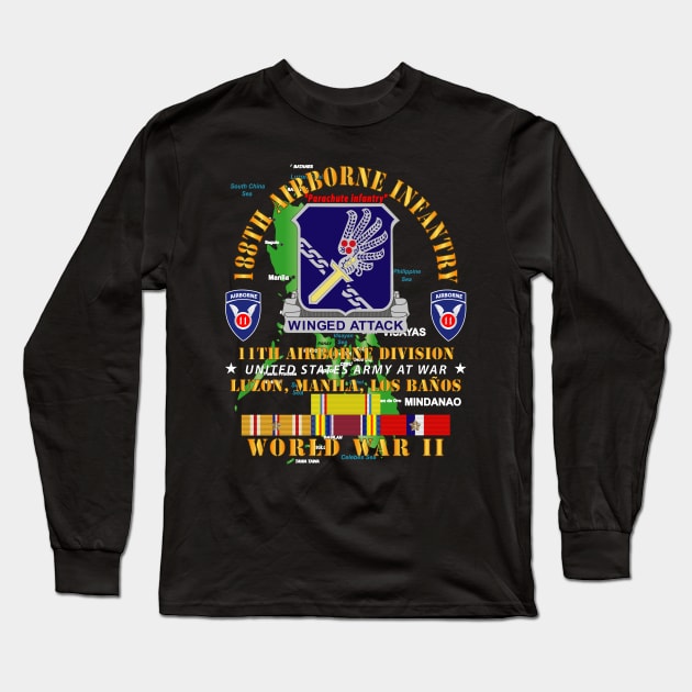 188th Airborne Infantry - The Philippines - WWII w PAC SVC X 300 Long Sleeve T-Shirt by twix123844